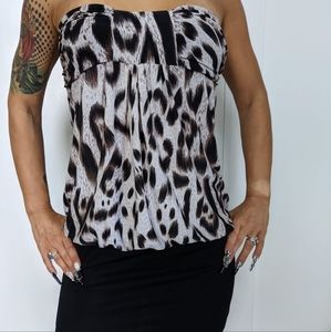 Leopard tube top blouse